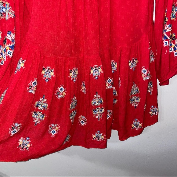 Free People Red Arianna Embroidered Tunic/ Dress - Picture 14 of 16